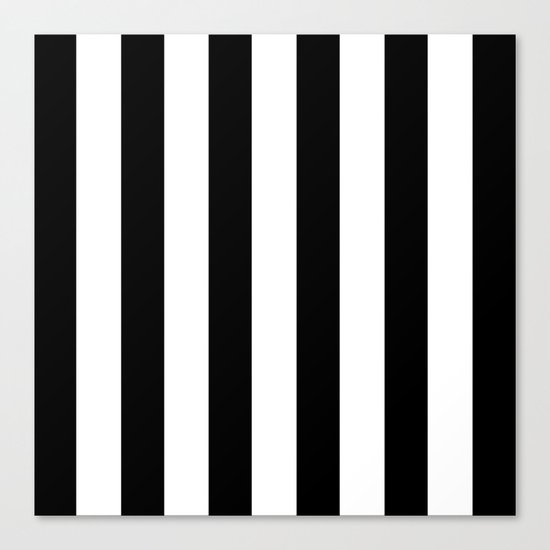 Simply Vertical Stripes in Midnight Black Canvas Print