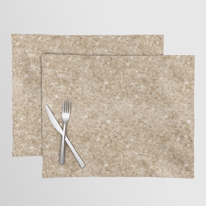 Luxury Soft Gold Sparkly Sequin Pattern Placemat