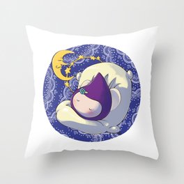 Sleeping Poppette and the Moon Throw Pillow