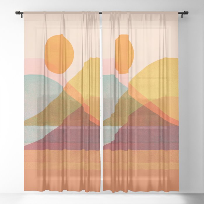 Abstraction_SUNSET_LANDSCAPE_POP_ART_Minimalism_018X Sheer Curtain
