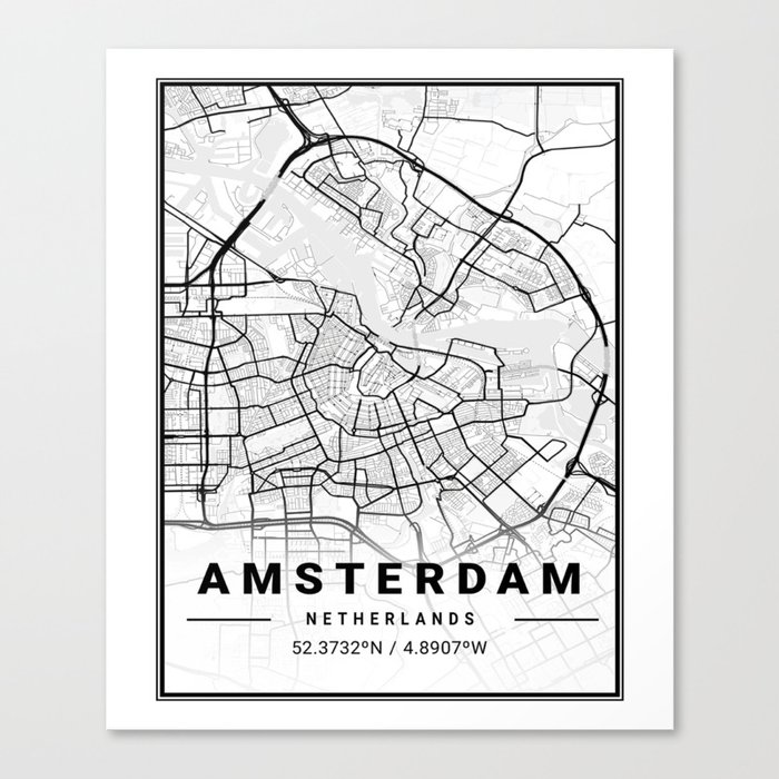Amsterdam tourist map Canvas Print