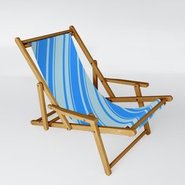 [ Thumbnail: Blue & Light Blue Colored Lines/Stripes Pattern Sling Chair ]
