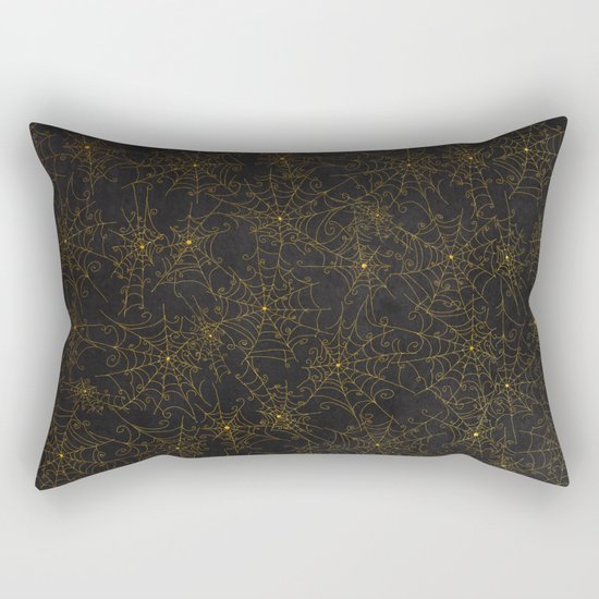 Autumn-world 4 - gold spiderwebs on chalkboard Rectangular Pillow