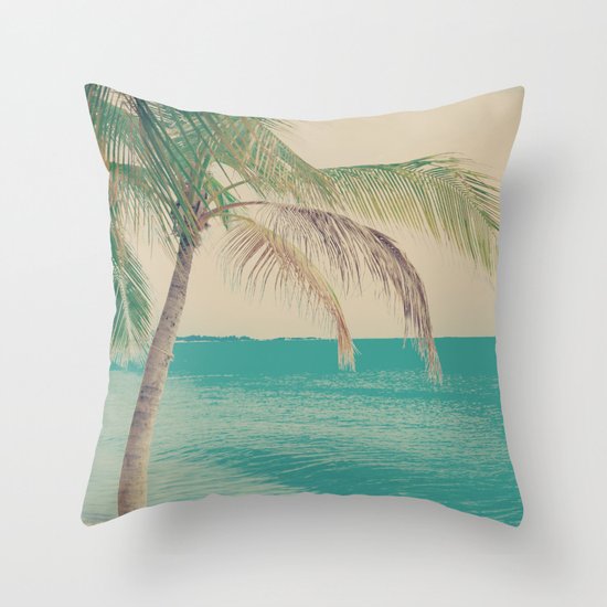 Coco Palm in the Beach Throw Pillow