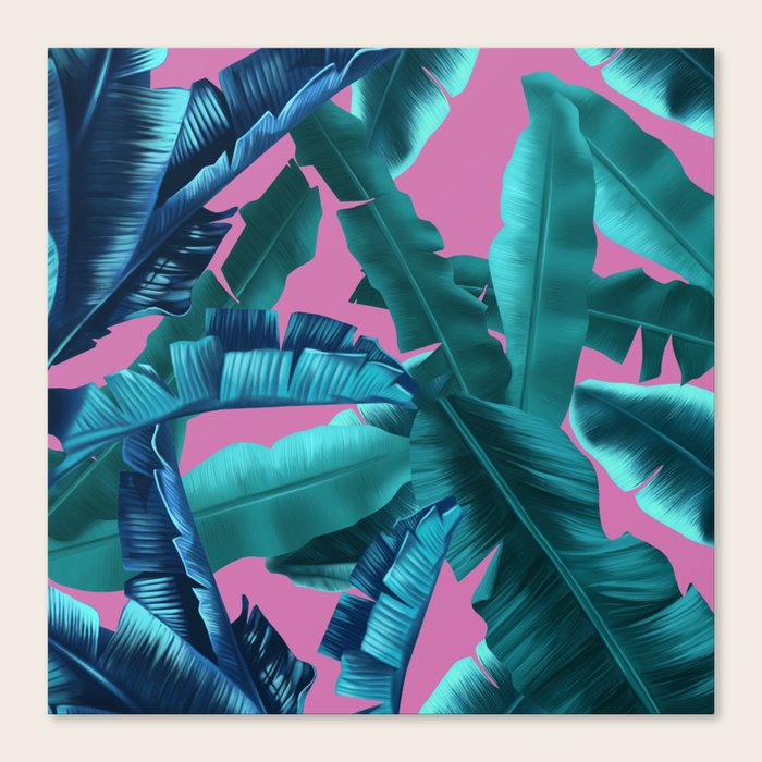 Tropical Banana Leaves Pattern Pink Canvas Print By Bekimart Society6
