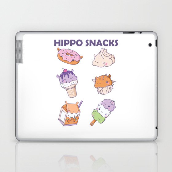 Fun Hippo Snacks Cute Kawaii Aesthetic Laptop & iPad Skin