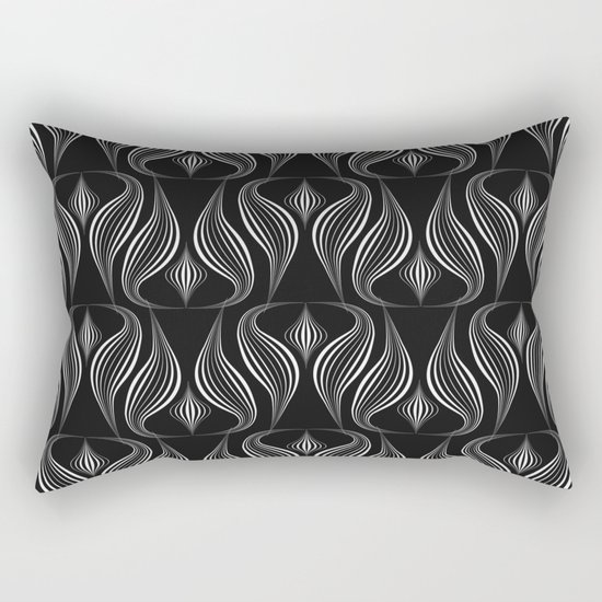 Art Deco . Black and white pattern ." Waterfall ". Rectangular Pillow