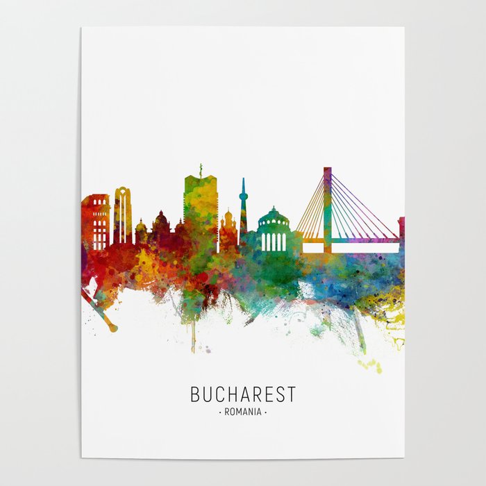 Bucharest Romania Skyline Poster by artPause Michael Tompsett Society6