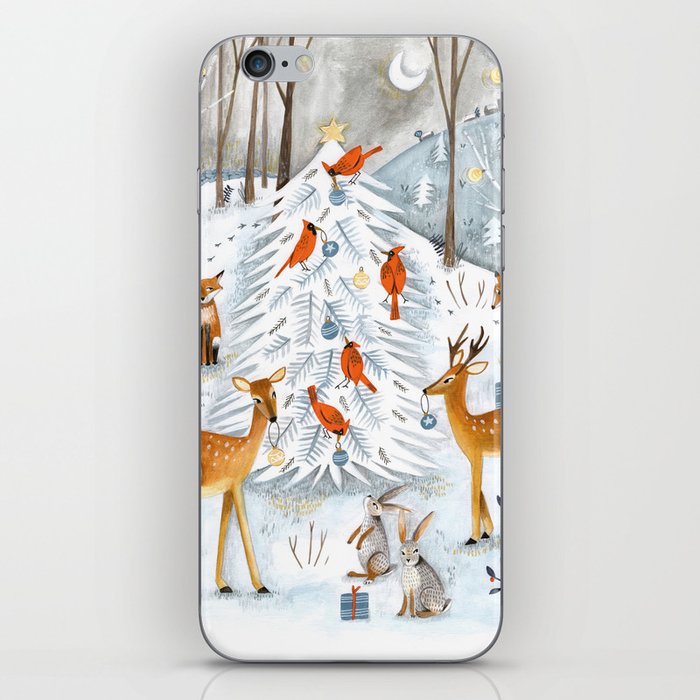 Christmas snow woodland animals iPhone Skin