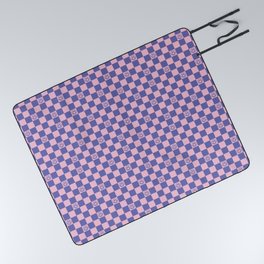 Smileys and Checkerboard (Very Peri And Pink Color Palette) Picnic Blanket