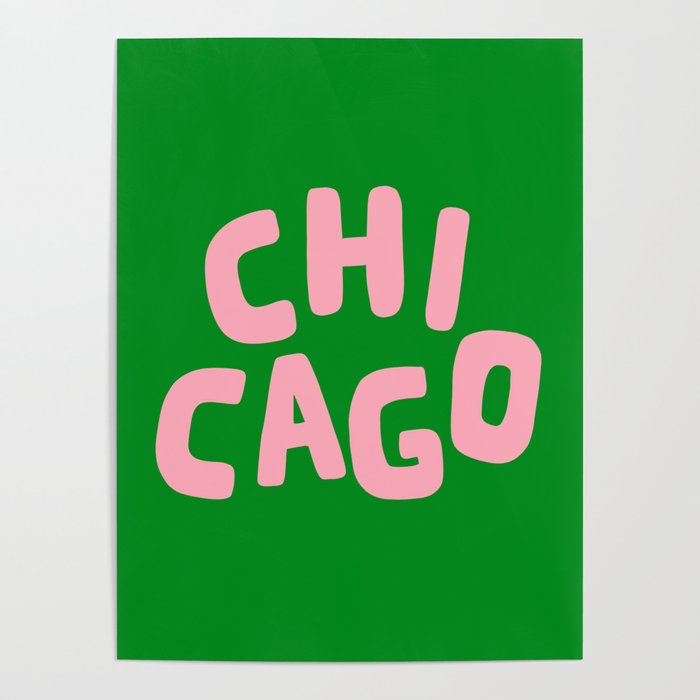 Chicago Green & Pink Poster