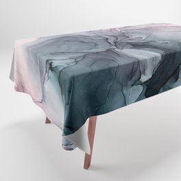 Blush and Payne's Grey Flowing Abstract Painting Tablecloth