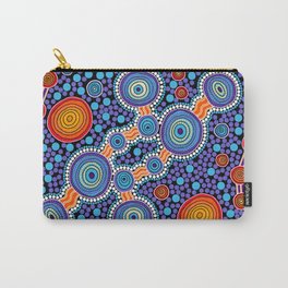 Authentic Aboriginal Art - The Journey Blue Carry-All Pouch