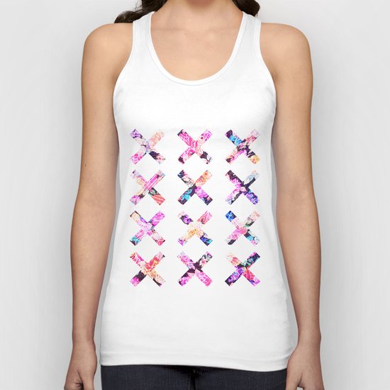 Elegant Vintage Chic Floral Bright Crosses Pattern Unisex Tank Top