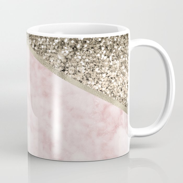 Shimmering golden chevron pink marble Coffee Mug