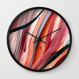 Rollercoaster [2]: a vibrant, mixed media abstract piece in blues, pinks, and purple Wall Clock