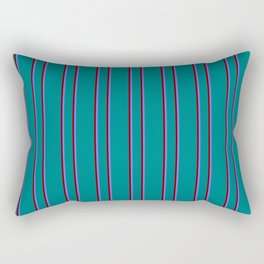 [ Thumbnail: Teal, Maroon & Medium Slate Blue Colored Lined/Striped Pattern Rectangular Pillow ]