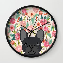 French Bulldog floral dog head cute pet gifts dog breed frenchies Wall Clock