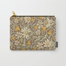 Retro Flowers on Brown Carry-All Pouch