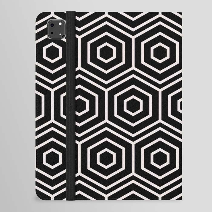 Black and Pale Pink Geometric Line Shape Pattern Pairs DE 2022 Popular Color Crystal Clear DE6008 iPad Folio Case