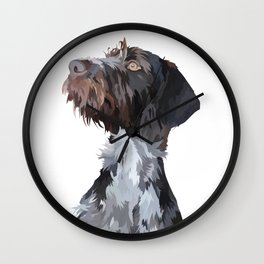 German Wirehaired Pointer Dog Silhouette Wall Clock