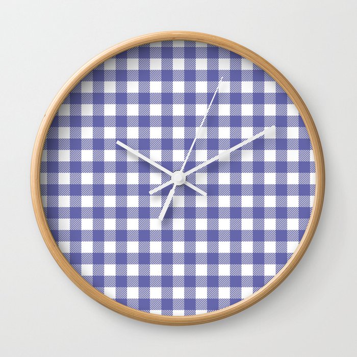 Periwinkle Plaid (pantone very peri/white) Wall Clock