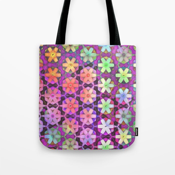 Rainbow Hexagon Daisies Tote Bag