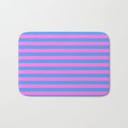 [ Thumbnail: Cornflower Blue & Violet Colored Stripes/Lines Pattern Bath Mat ]