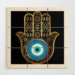 Evil Eye Amulet Hamsa Hand Mandala Wood Wall Art