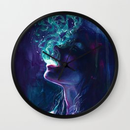 The Ghostmaker Wall Clock | Teal, Glowing, Surreal, Conceptual, Ghosts, Painting, Purple, Spirit, Ariel, Smoke 