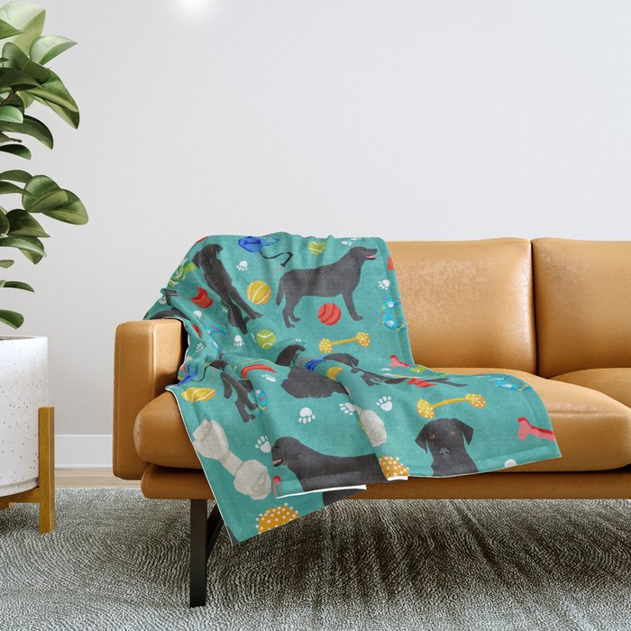 Black lab throw blanket top