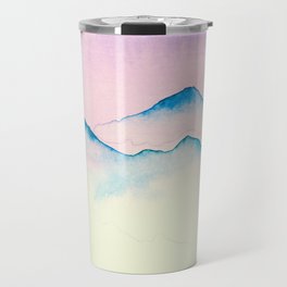 Light Blue Mountain Tops With Pink Sky Travel Mug