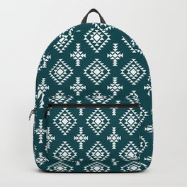 Teal Blue and White Native American Tribal Pattern Backpack