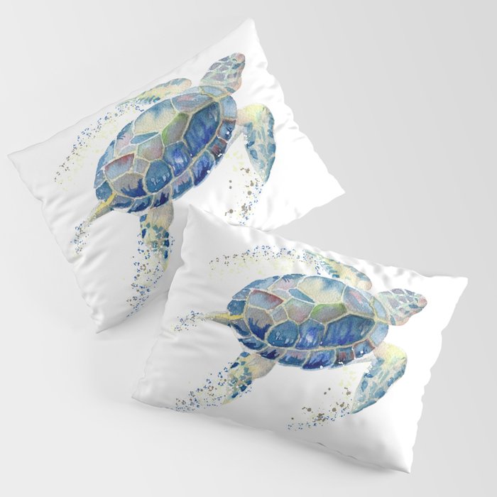 Lone Sea Turtle Watercolor  Pillow Sham
