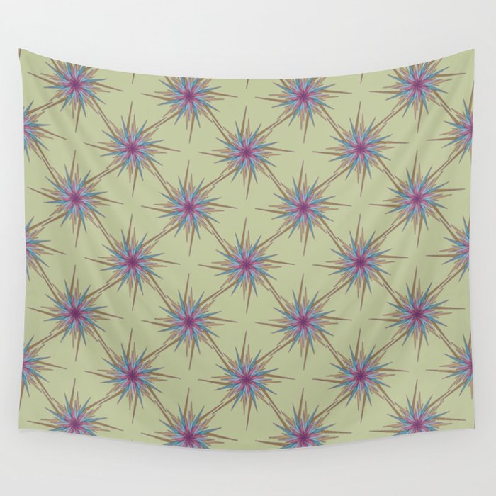 Mossy Retro Stars Wall Tapestry