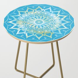 Turquoise Snow Flower Mandala Side Table