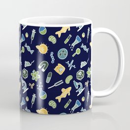 Science Icons on Navy Coffee Mug