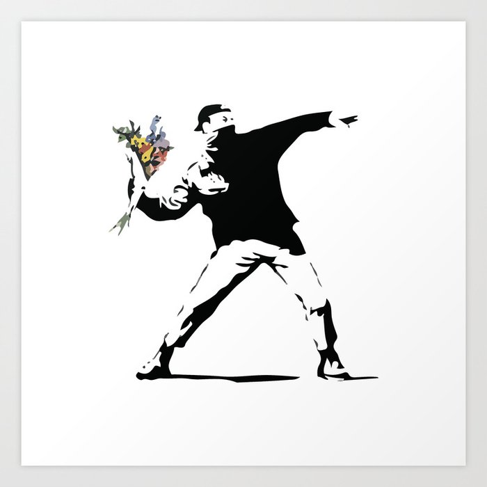 Flower Thrower Banksy Single Canvas Wall Art Picture Print 