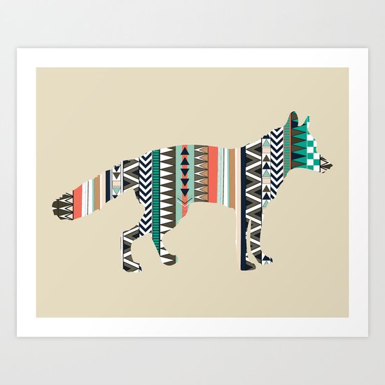 Fox With Tribal Pattern Art Print