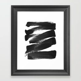 Black Brushstrokes Abstract Ink Painting Framed Art Print