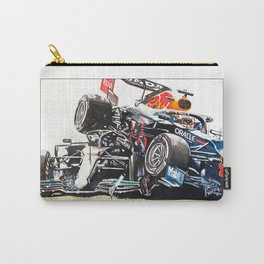 Hamilton Verstappen collision Carry-All Pouch | Transportation, Automobile, Drawing, Acrylic, Classic, Vehicle, Car, Sport, Driver, Race 