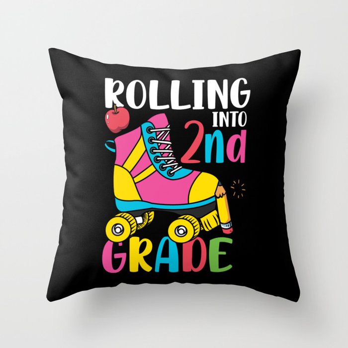 Rolling Into 2nd Grade Throw Pillow