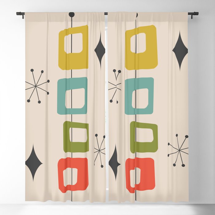Mid-Century Modern Abstract Geometric on Line Blackout Curtain