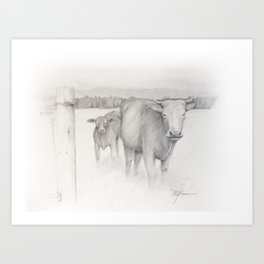 Cow and Calf Art Print