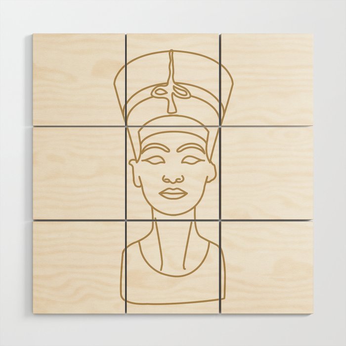 Bust of Nefertiti sculpture great royal wife goddess in Egyptian culture	 Wood Wall Art