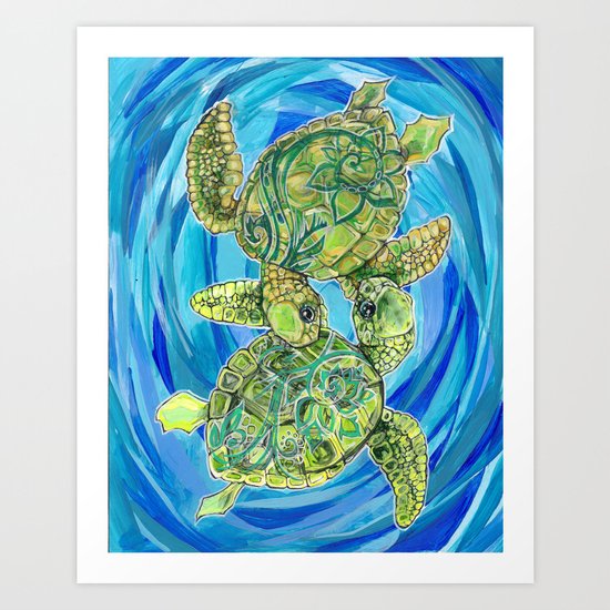 Sea turtle love Art Print