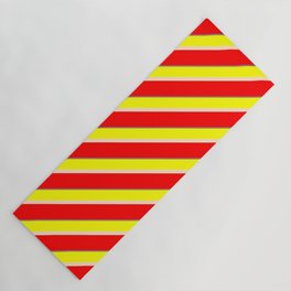 [ Thumbnail: Yellow, Bisque, Red & Gray Colored Striped/Lined Pattern Yoga Mat ]