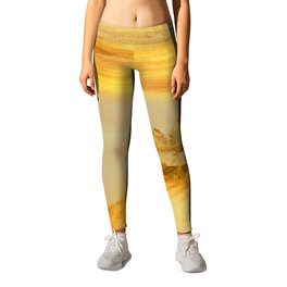 Tiny Hill Leggings | Digital, Gold, Drawing, Valley, Landscape, Abstract, Nature, Color, Golden, Mountain 