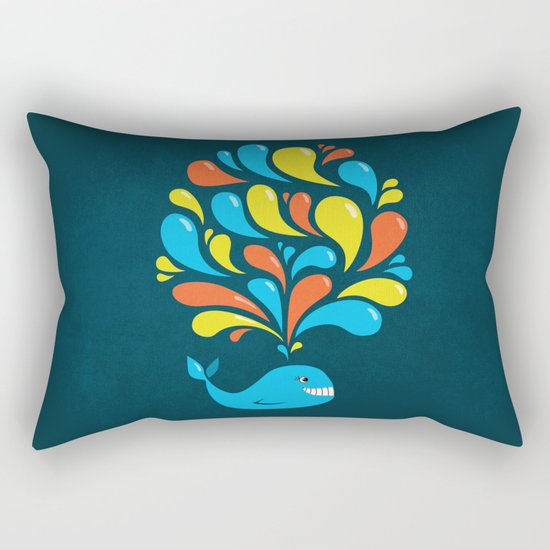 Dark Colorful Happy Cartoon Whale Rectangular Pillow
