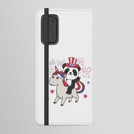 Panda With Unicorn For Fourth Of July Fireworks Android Wallet Case
